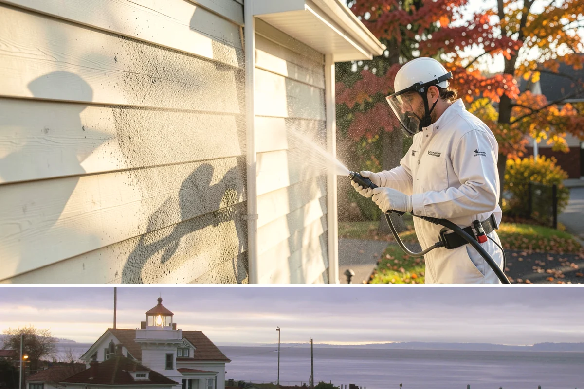 Gutter Streak Removal in Mukilteo, Snohomish County, WA - Tackle tiger stripes in summer when dry weather lets the cleaner dwell and work fully on the stains.
