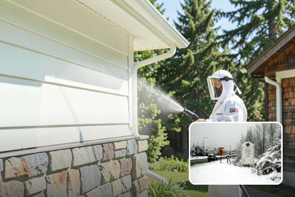 Gutter Streak Removal in Newcastle, King County, WA - Breaks down bonded tiger-stripe staining that washing can't