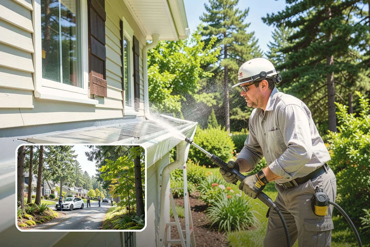 Gutter Streak Removal in Normandy Park, King County, WA - Breaks down bonded tiger-stripe staining that washing can't