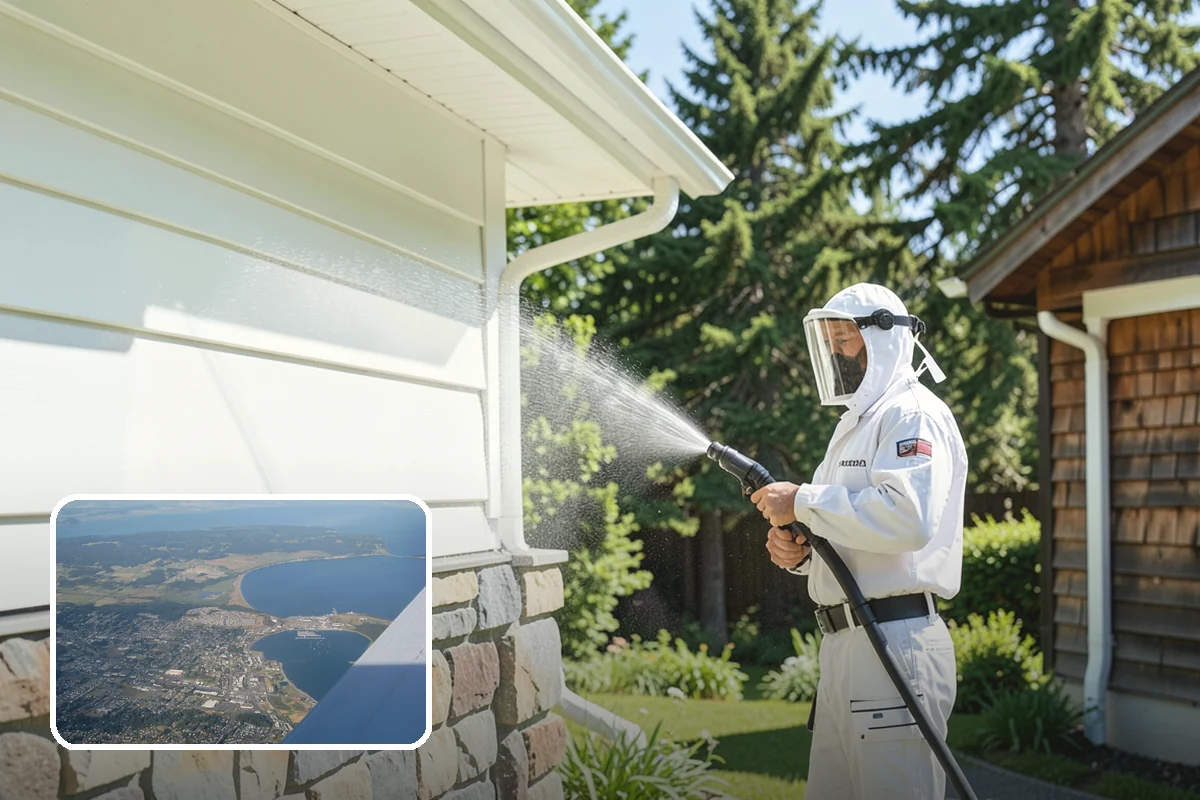 Gutter Streak Removal in Oak Harbor, Island County, WA - Breaks down bonded tiger-stripe staining that washing can't
