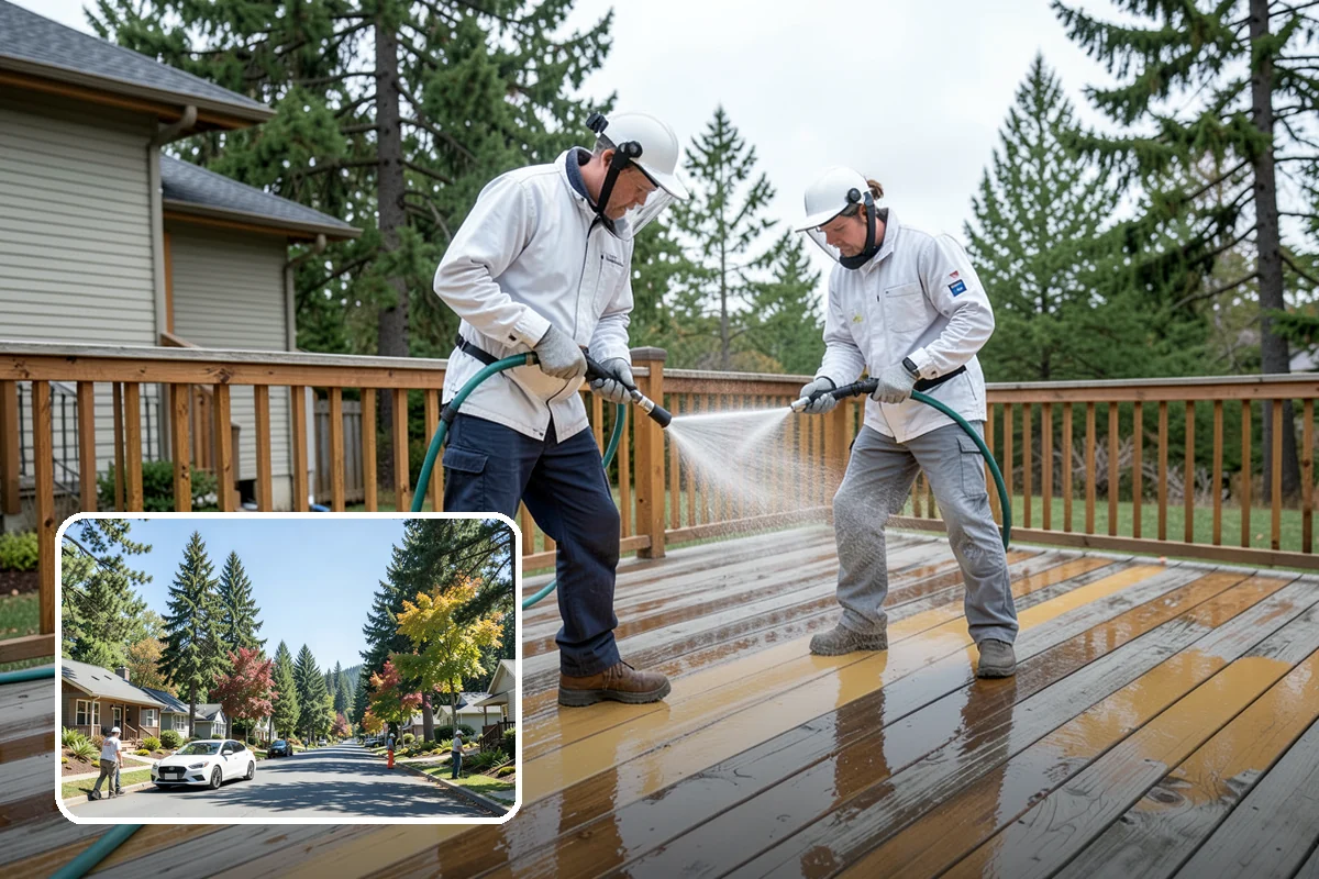Gutter Streak Removal in Orting, Pierce County, WA - Breaks down bonded tiger-stripe staining that washing can't