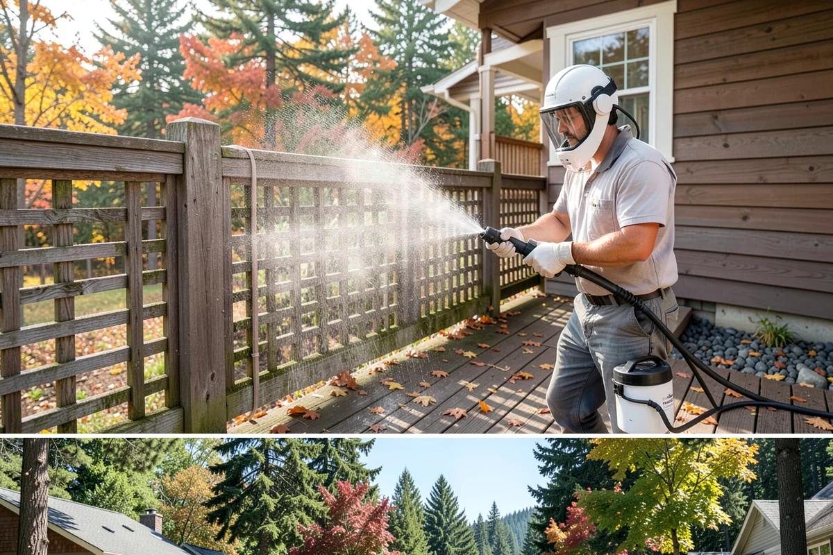 Gutter Streak Removal in Orting, Pierce County, WA - Tackle tiger stripes in summer when dry weather lets the cleaner dwell and work fully on the stains.