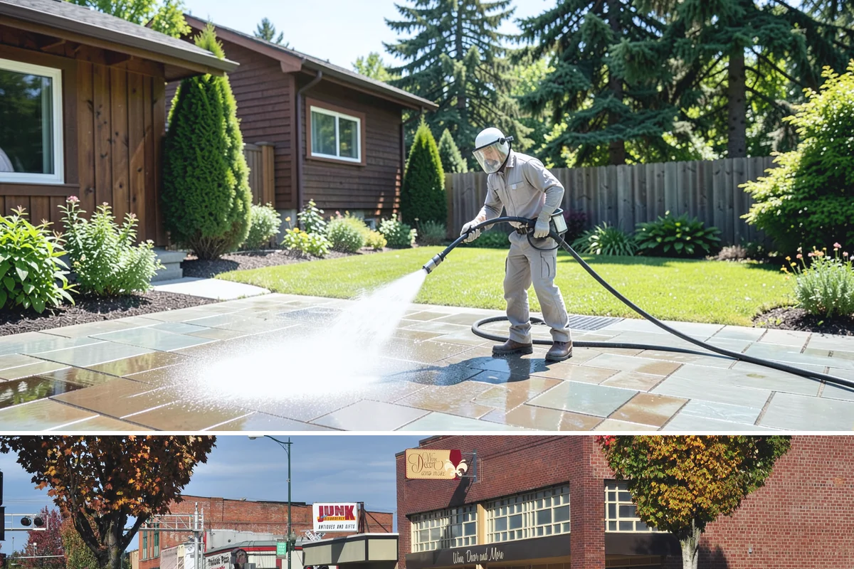 Gutter Streak Removal in Puyallup, Pierce County, WA - Tackle tiger stripes in summer when dry weather lets the cleaner dwell and work fully on the stains.