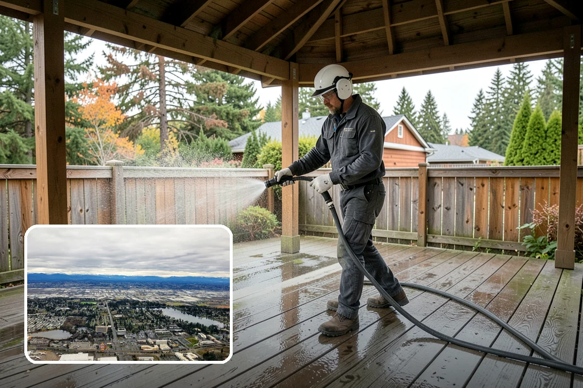 Gutter Streak Removal in SeaTac, King County, WA - Breaks down bonded tiger-stripe staining that washing can't
