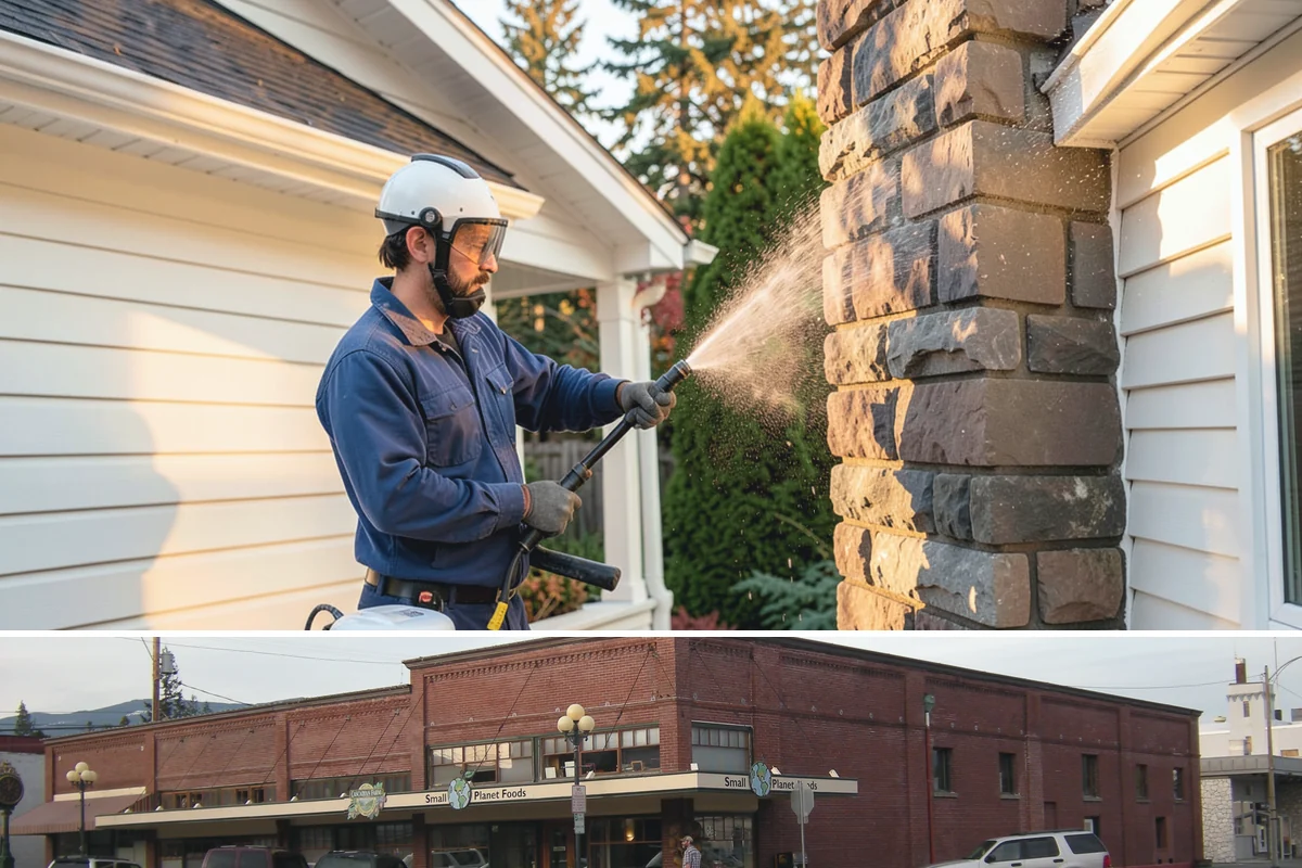Gutter Streak Removal in Sedro-Woolley, Skagit County, WA - Tackle tiger stripes in summer when dry weather lets the cleaner dwell and work fully on the stains.