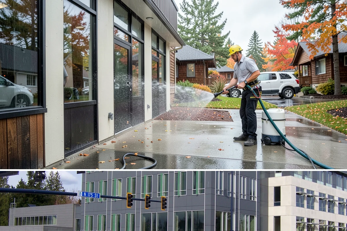Gutter Streak Removal in Shoreline, King County, WA - Tackle tiger stripes in summer when dry weather lets the cleaner dwell and work fully on the stains.
