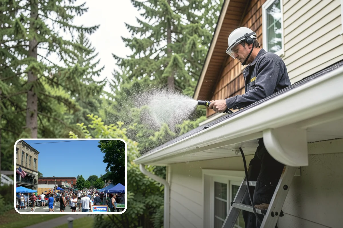 Gutter Streak Removal in Snohomish, Snohomish County, WA - Breaks down bonded tiger-stripe staining that washing can't