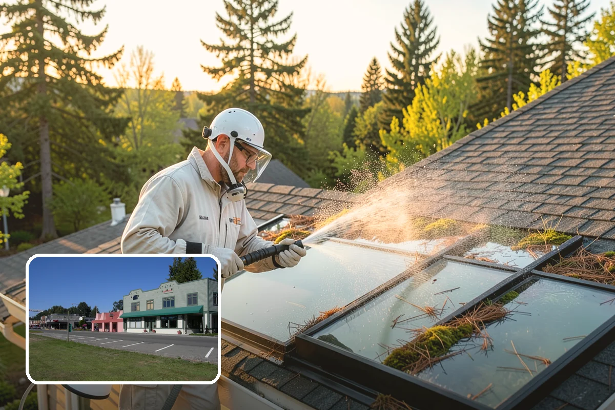 Gutter Streak Removal in Snoqualmie, King County, WA - Breaks down bonded tiger-stripe staining that washing can't