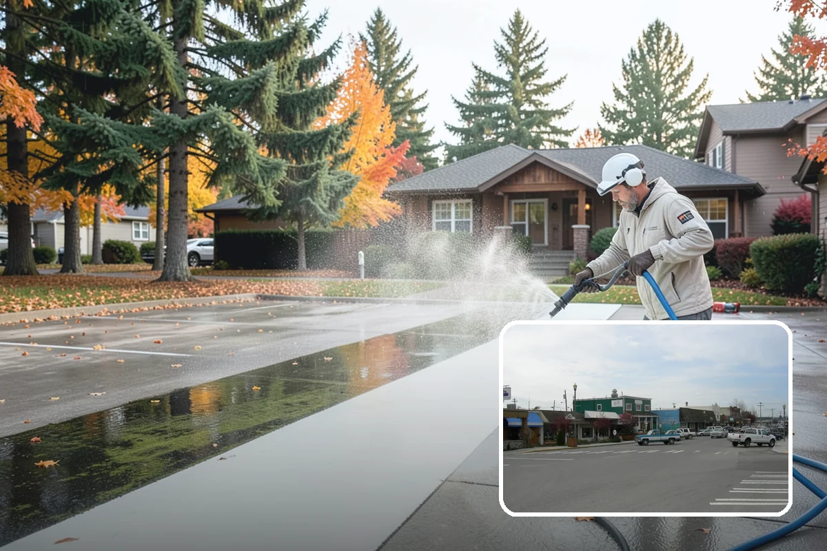Gutter Streak Removal in Stanwood, Snohomish County, WA - Breaks down bonded tiger-stripe staining that washing can't