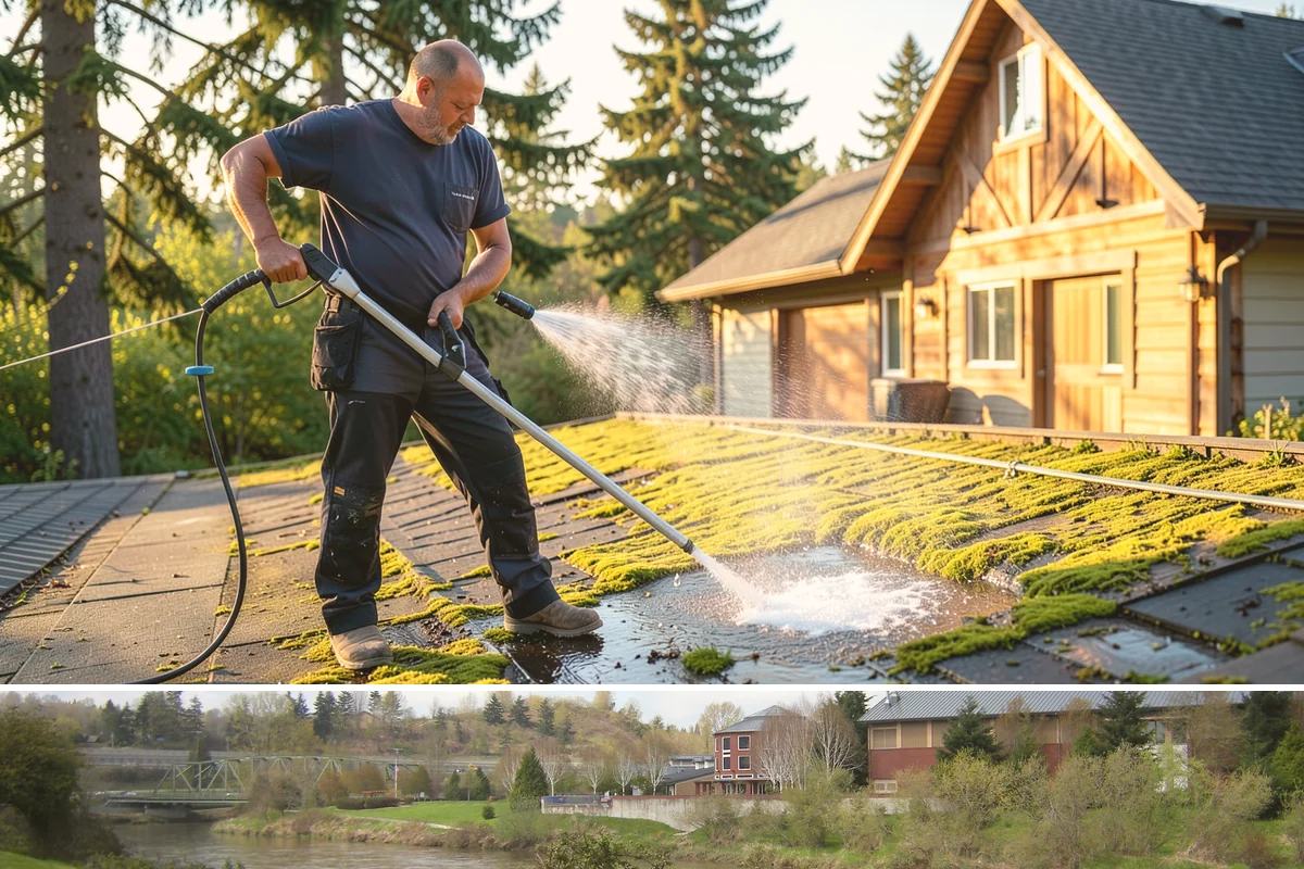 Gutter Streak Removal in Tukwila, King County, WA - Tackle tiger stripes in summer when dry weather lets the cleaner dwell and work fully on the stains.