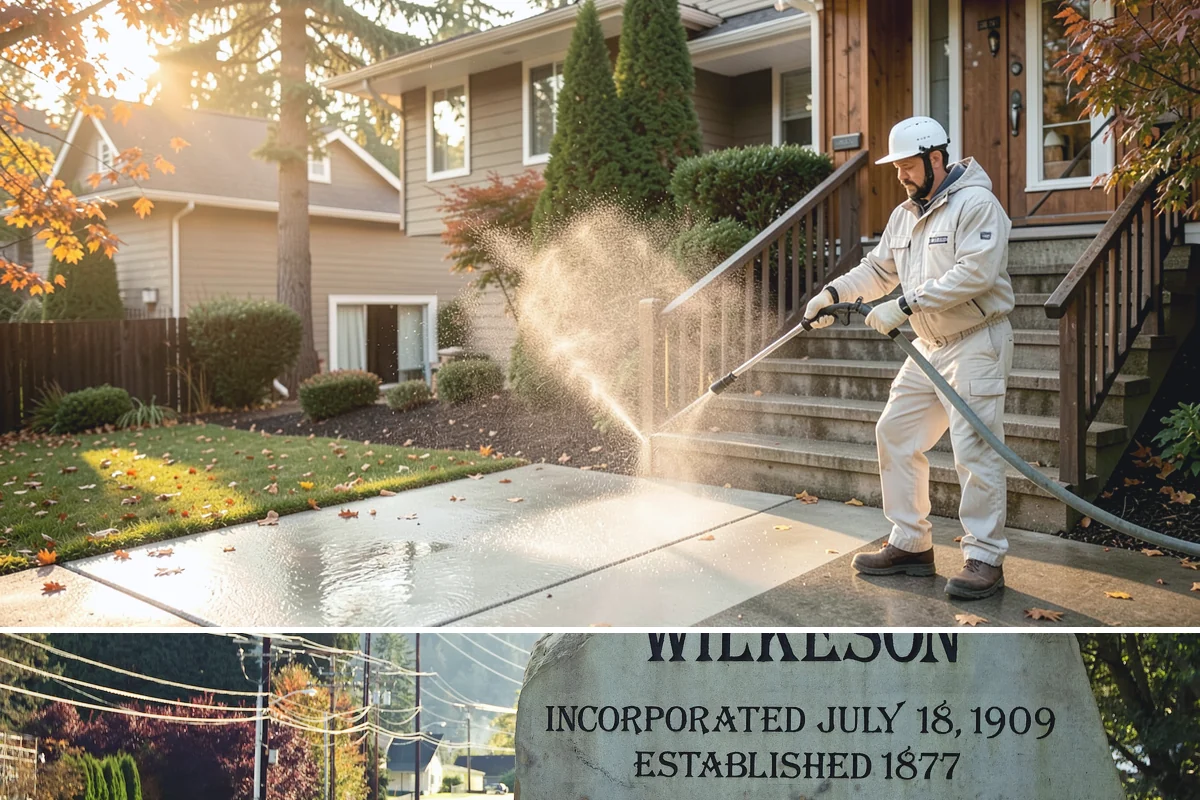 Gutter Streak Removal in Wilkeson, Pierce County, WA - Tackle tiger stripes in summer when dry weather lets the cleaner dwell and work fully on the stains.