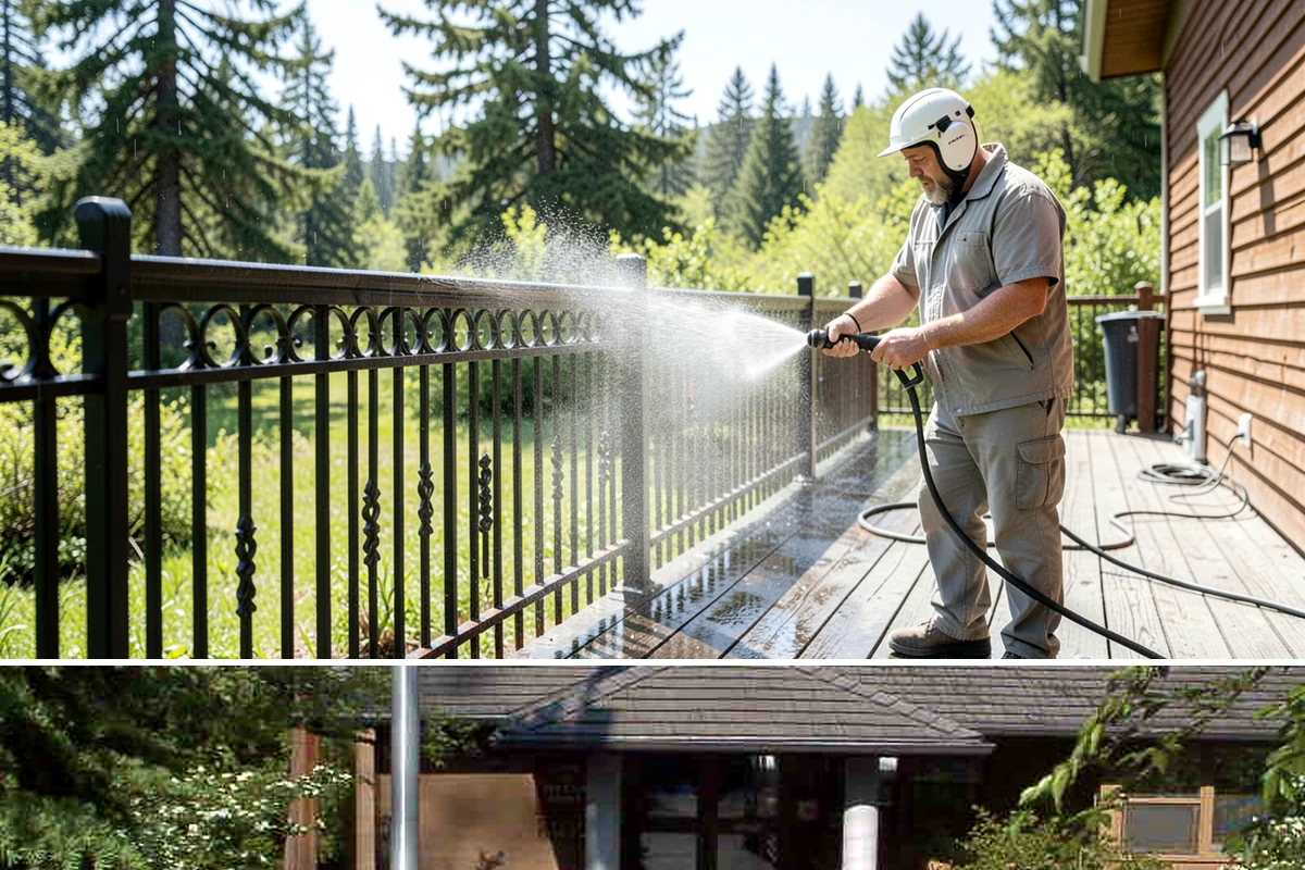 Gutter Streak Removal in Yarrow Point, King County, WA - Tackle tiger stripes in summer when dry weather lets the cleaner dwell and work fully on the stains.