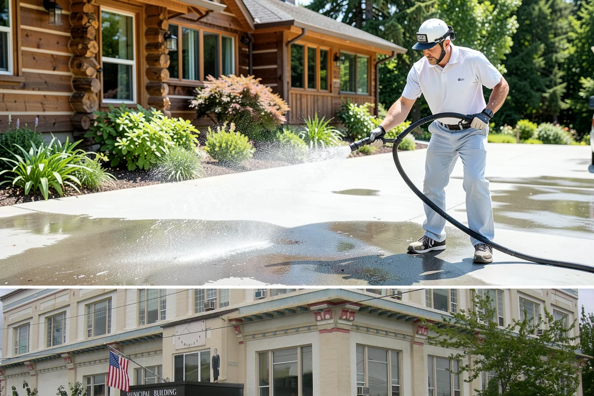 Handrail Cleaning in Anacortes, Skagit County, WA - Spring cleaning clears winter algae and film from rails just as outdoor traffic picks up.