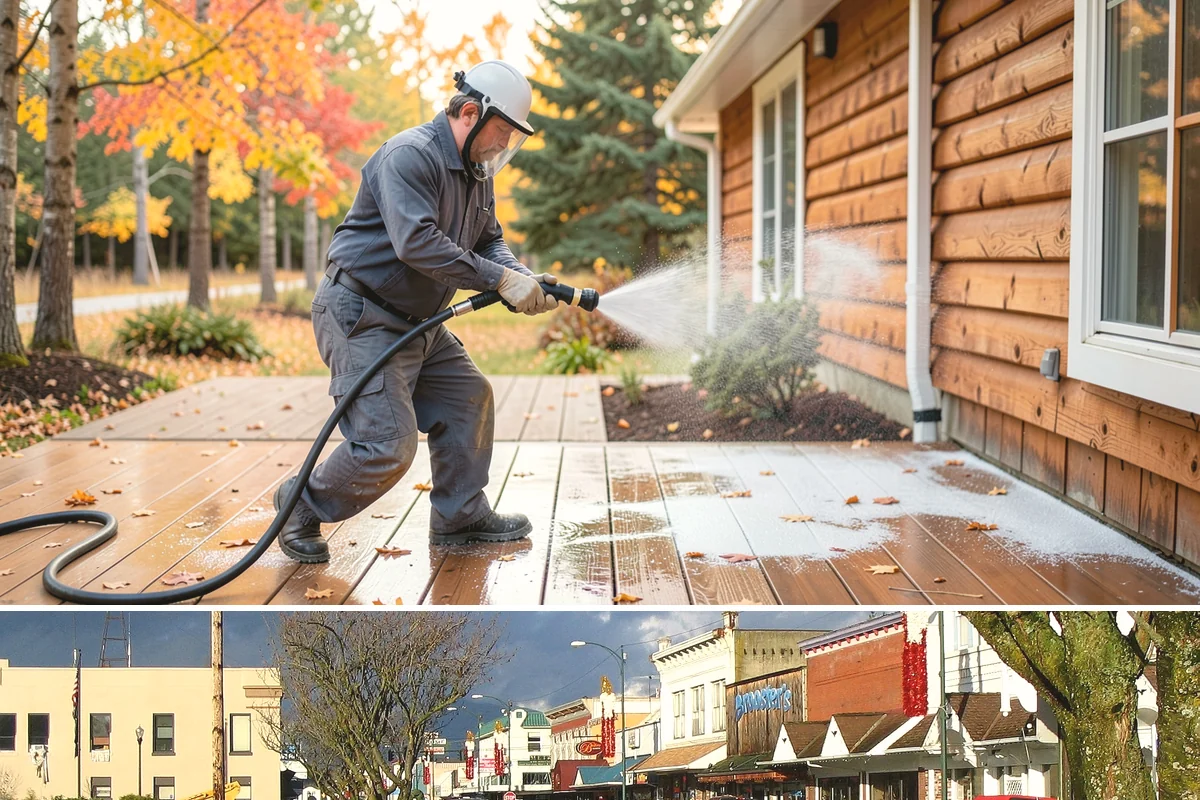 Handrail Cleaning in Arlington, Snohomish County, WA - Spring cleaning clears winter algae and film from rails just as outdoor traffic picks up.