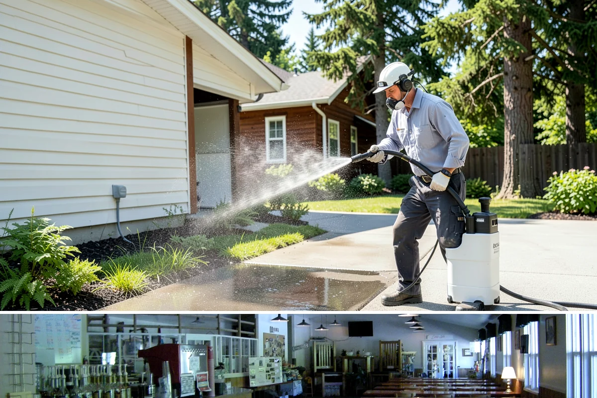 Handrail Cleaning in Black Diamond, King County, WA - Spring cleaning clears winter algae and film from rails just as outdoor traffic picks up.