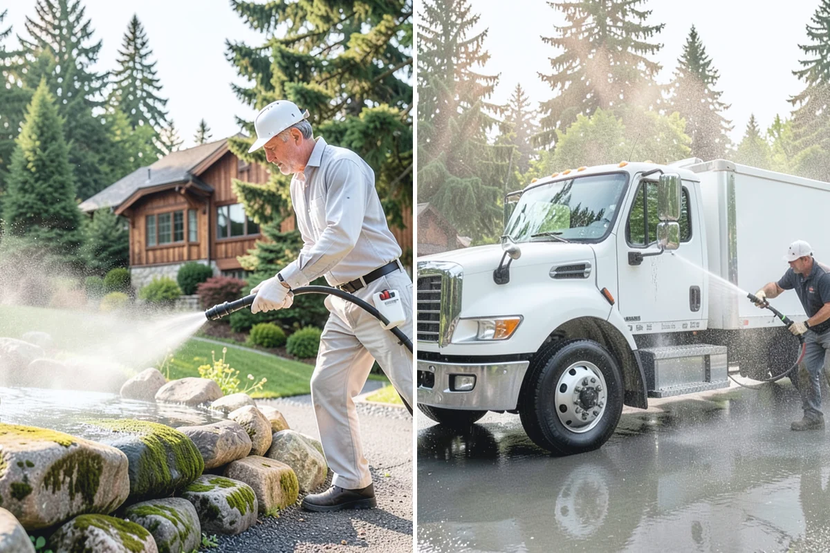Handrail Cleaning in Bonney Lake, Pierce County, WA - Wipe loose debris and cobwebs from the rail