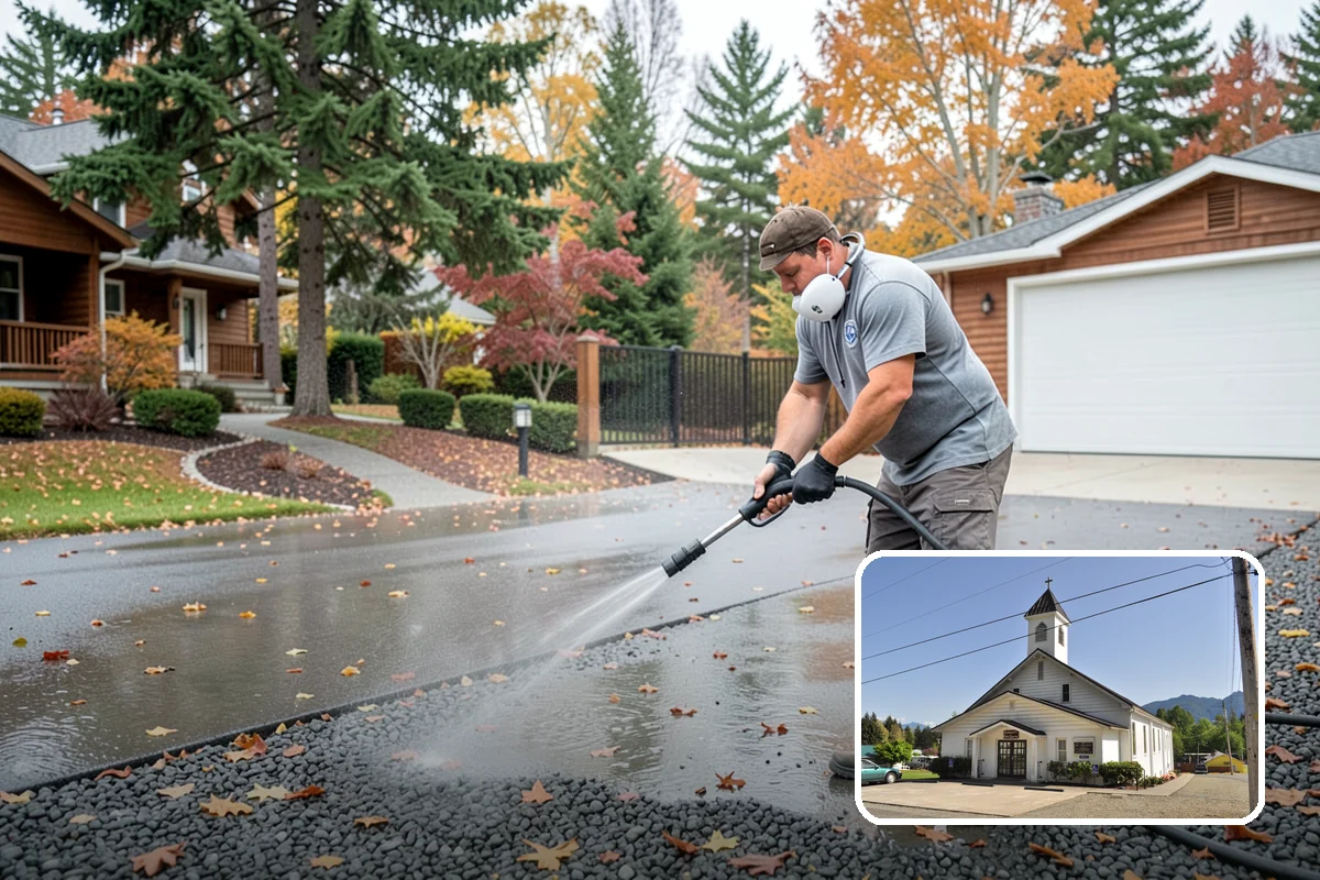 Handrail Cleaning in Concrete, Skagit County, WA - Removes the sticky film from frequently touched grip surfaces
