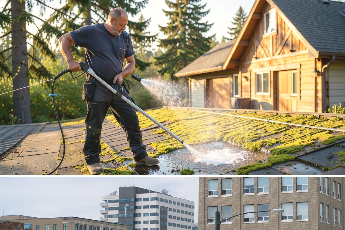 Handrail Cleaning in Everett, Snohomish County, WA - Spring cleaning clears winter algae and film from rails just as outdoor traffic picks up.