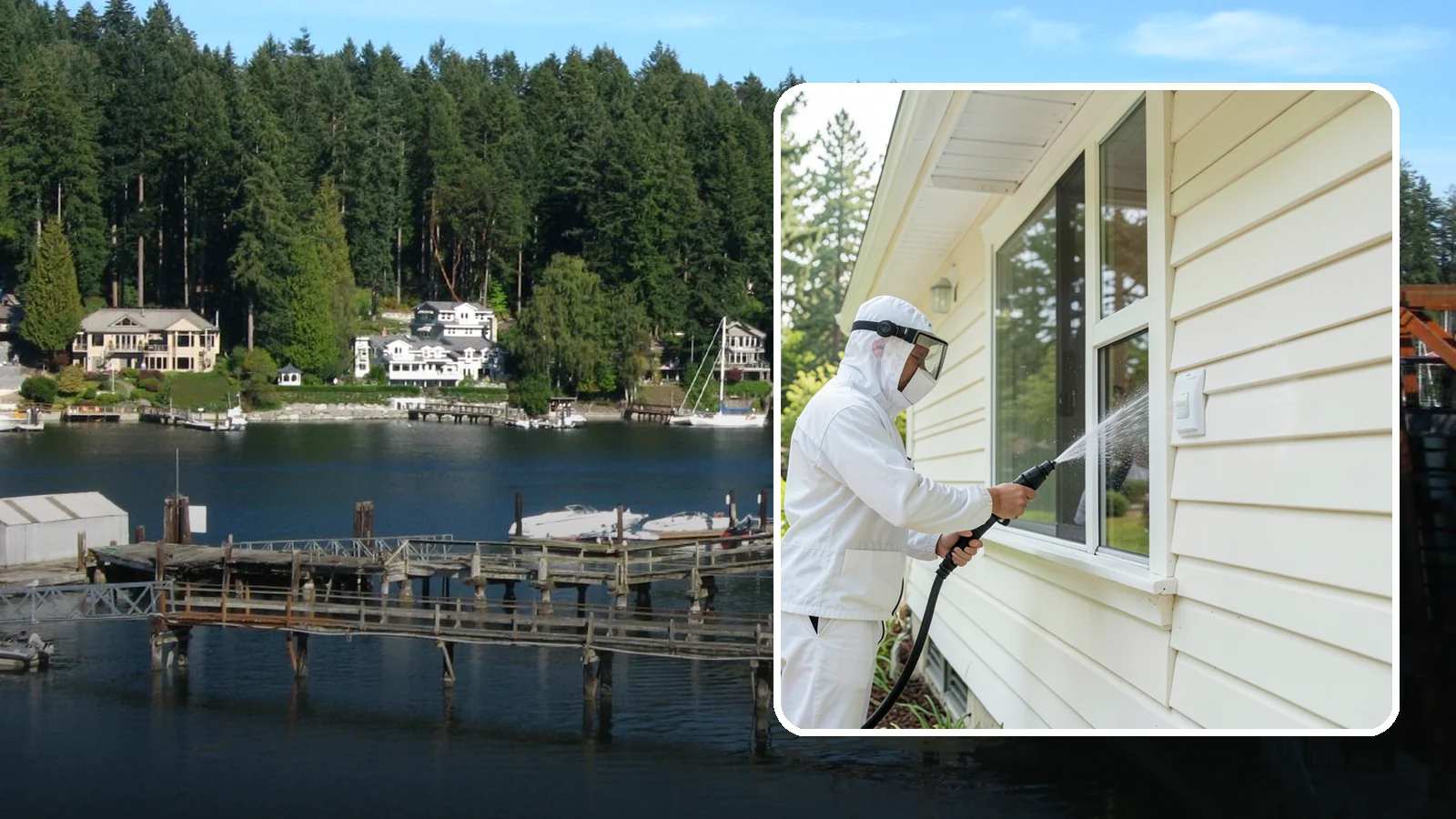 Handrail Cleaning in Gig Harbor, Pierce County, WA - We clean exterior handrails to remove the grime, algae, and oxidation that build on surfaces people touch every day.