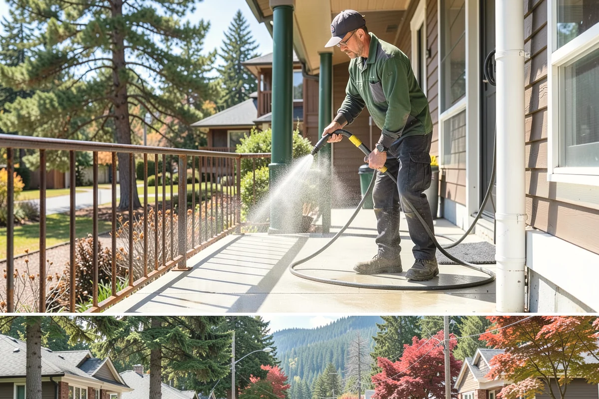 Handrail Cleaning in Hunts Point, King County, WA - Spring cleaning clears winter algae and film from rails just as outdoor traffic picks up.