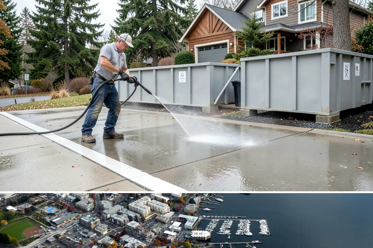 Handrail Cleaning in Kirkland, King County, WA - Spring cleaning clears winter algae and film from rails just as outdoor traffic picks up.