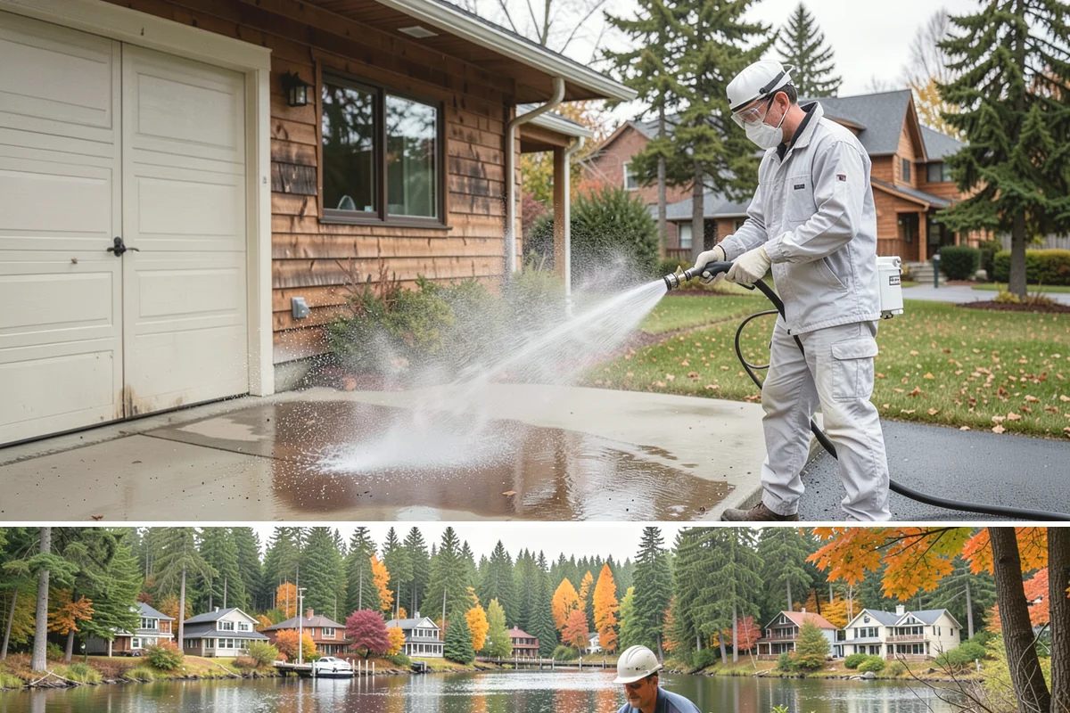 Handrail Cleaning in La Conner, Skagit County, WA - Spring cleaning clears winter algae and film from rails just as outdoor traffic picks up.