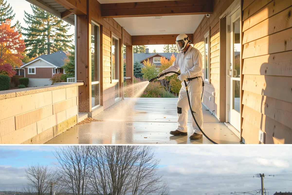 Handrail Cleaning in Langley, Island County, WA - Spring cleaning clears winter algae and film from rails just as outdoor traffic picks up.
