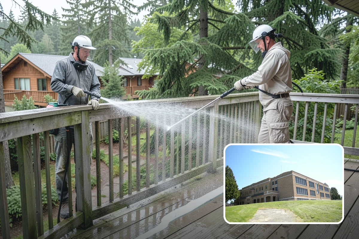 Handrail Cleaning in Maple Valley, King County, WA - Removes the sticky film from frequently touched grip surfaces
