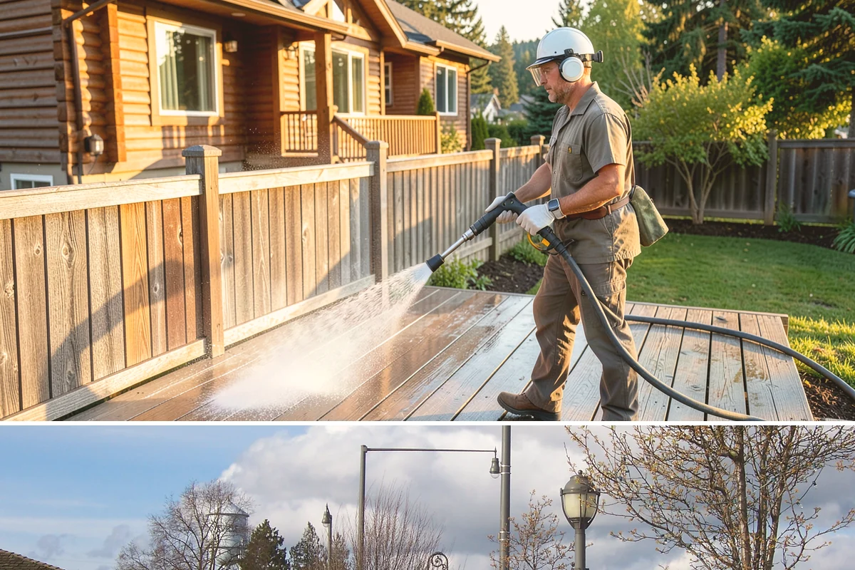 Handrail Cleaning in Marysville, Snohomish County, WA - Spring cleaning clears winter algae and film from rails just as outdoor traffic picks up.