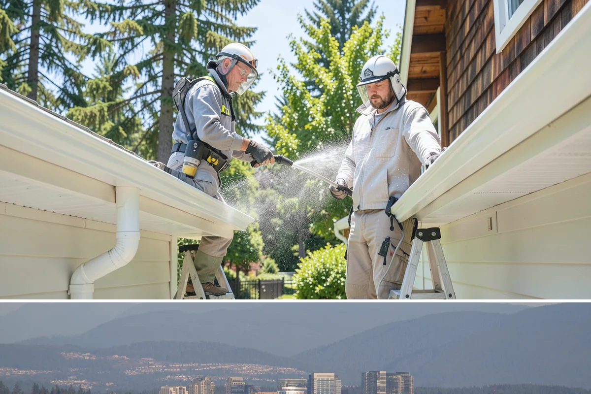 Handrail Cleaning in Medina, King County, WA - Spring cleaning clears winter algae and film from rails just as outdoor traffic picks up.