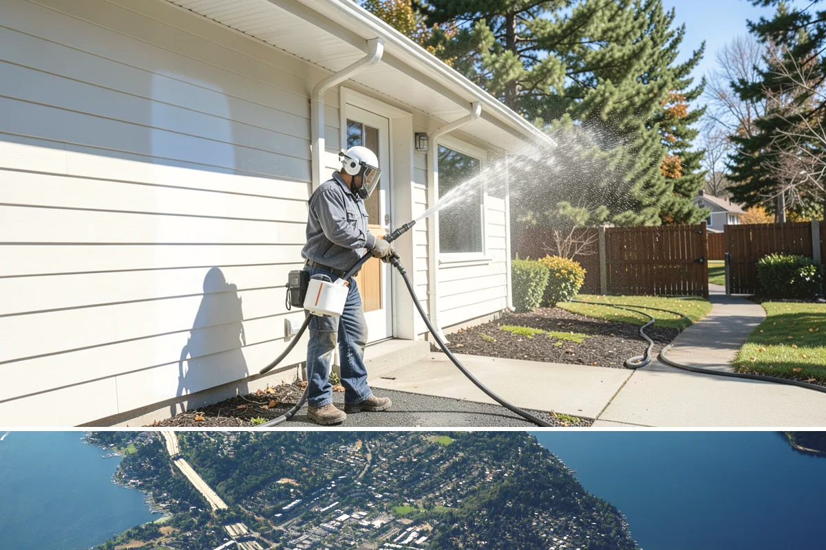 Handrail Cleaning in Mercer Island, King County, WA - Spring cleaning clears winter algae and film from rails just as outdoor traffic picks up.
