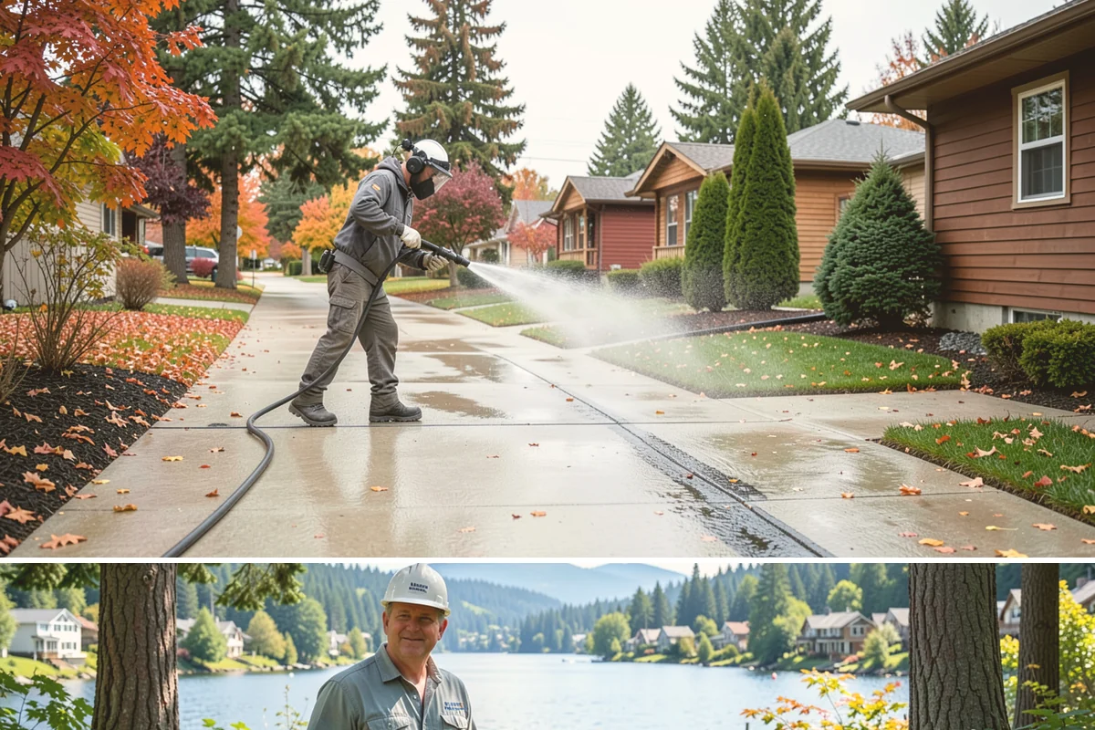 Handrail Cleaning in Milton, King County, WA - Spring cleaning clears winter algae and film from rails just as outdoor traffic picks up.