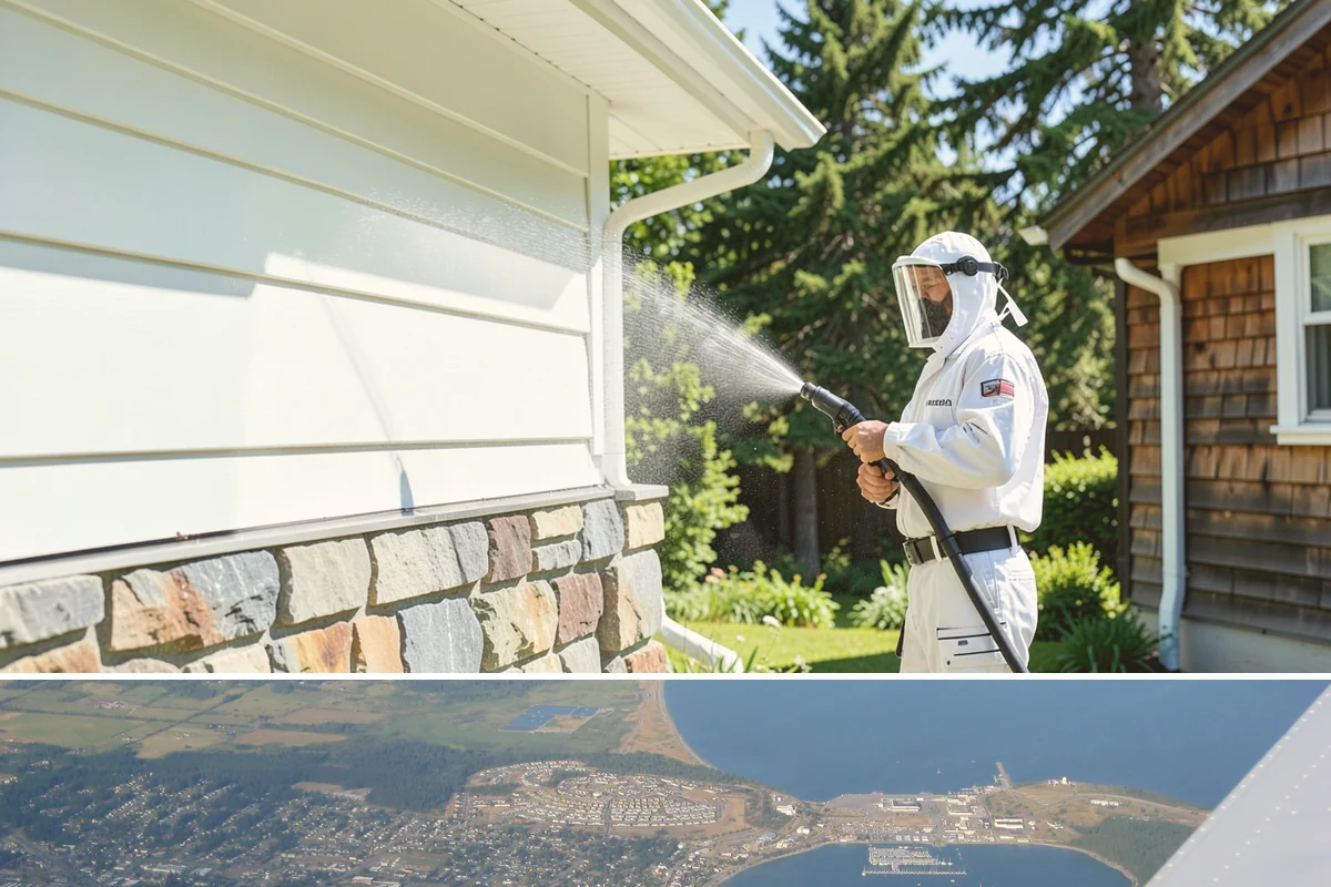 Handrail Cleaning in Oak Harbor, Island County, WA - Spring cleaning clears winter algae and film from rails just as outdoor traffic picks up.