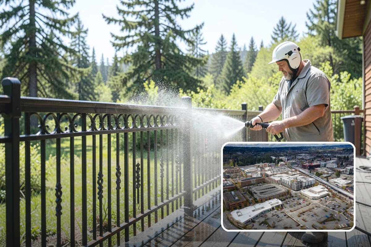 Handrail Cleaning in Redmond, King County, WA - Removes the sticky film from frequently touched grip surfaces