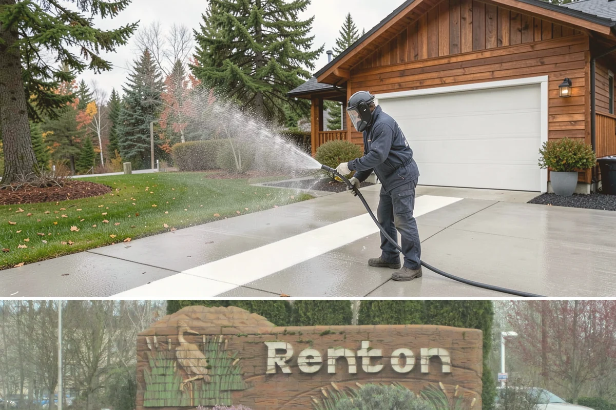 Handrail Cleaning in Renton, King County, WA - Spring cleaning clears winter algae and film from rails just as outdoor traffic picks up.