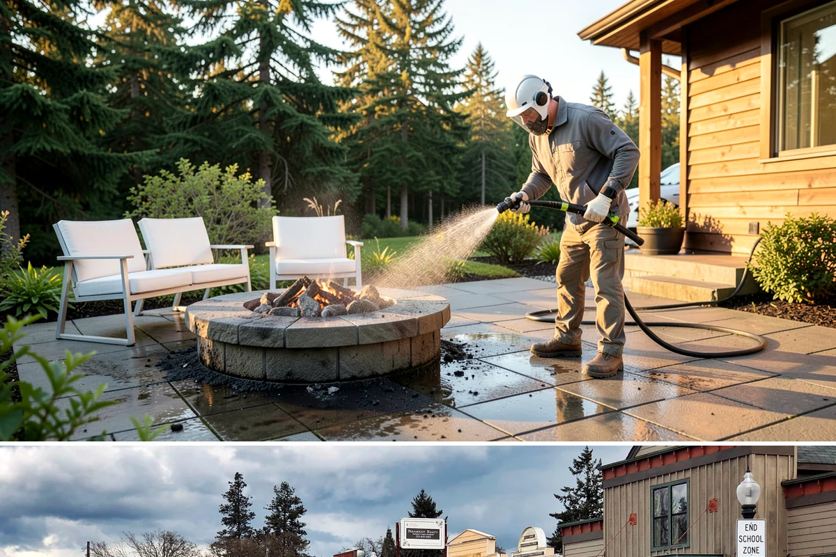Handrail Cleaning in Roy, Pierce County, WA - Spring cleaning clears winter algae and film from rails just as outdoor traffic picks up.