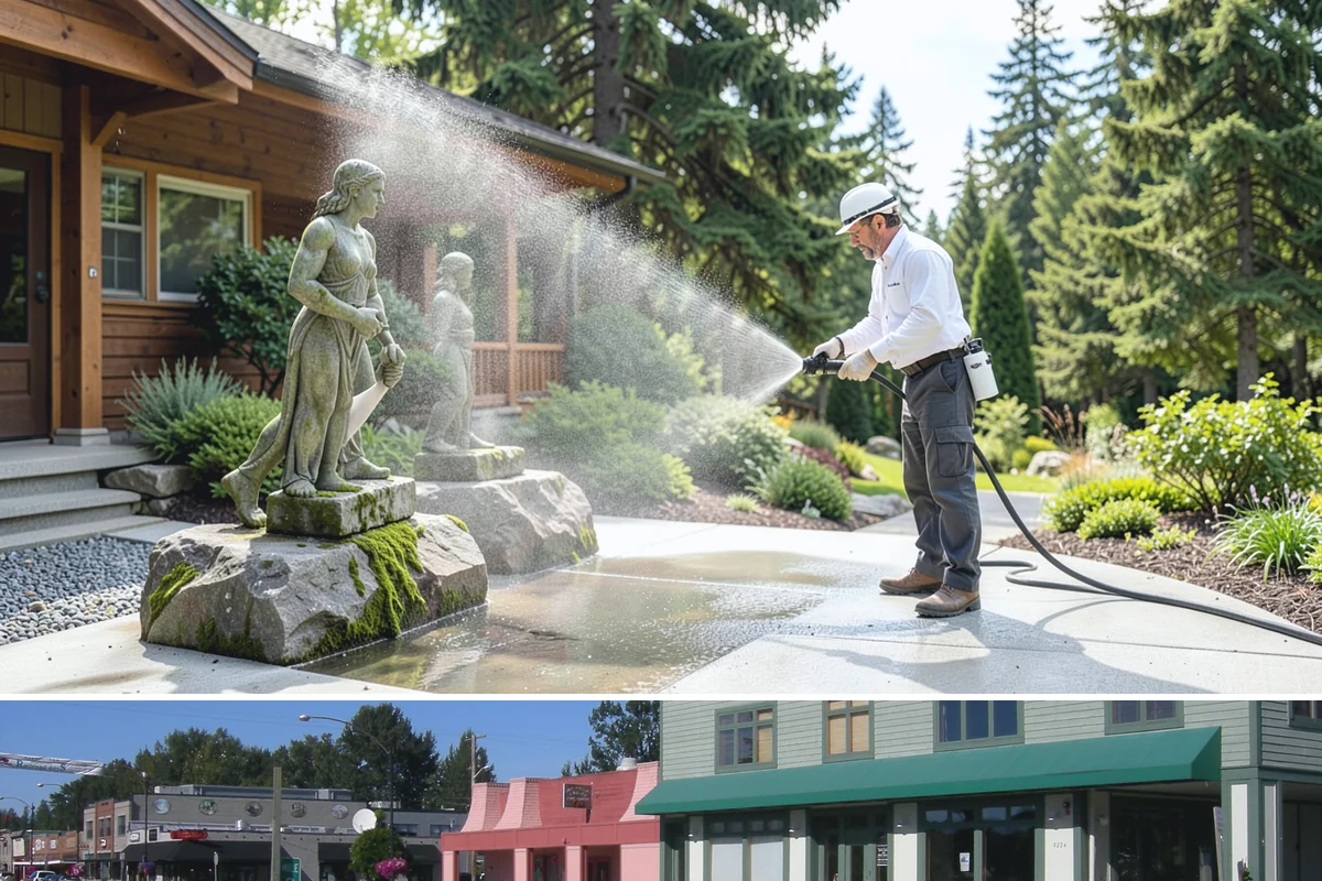 Handrail Cleaning in Snoqualmie, King County, WA - Spring cleaning clears winter algae and film from rails just as outdoor traffic picks up.