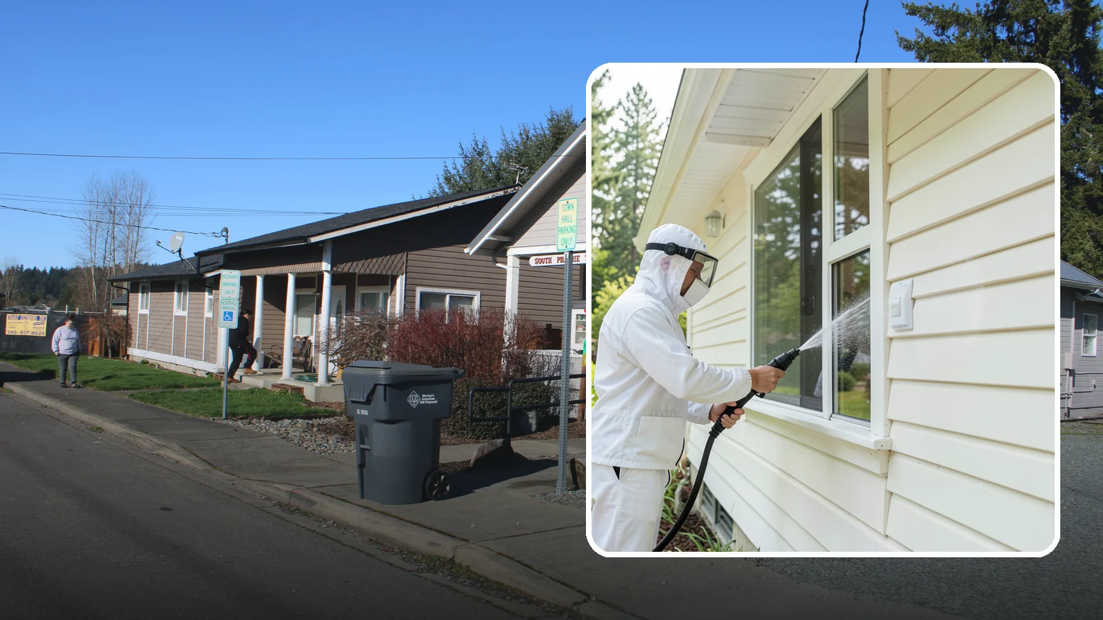 Handrail Cleaning in South Prairie, Pierce County, WA - We clean exterior handrails to remove the grime, algae, and oxidation that build on surfaces people touch every day.
