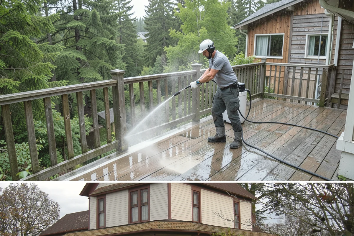 Handrail Cleaning in Sumner, Pierce County, WA - Spring cleaning clears winter algae and film from rails just as outdoor traffic picks up.
