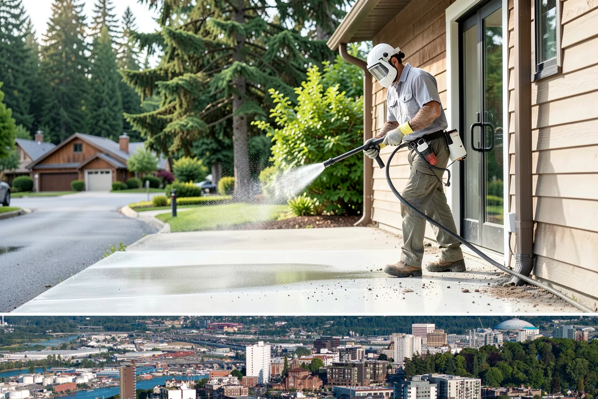 Handrail Cleaning in Tacoma, Pierce County, WA - Spring cleaning clears winter algae and film from rails just as outdoor traffic picks up.