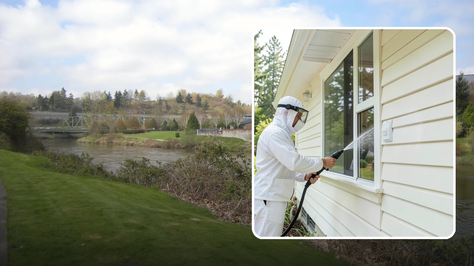 Handrail Cleaning in Tukwila, King County, WA - We clean exterior handrails to remove the grime, algae, and oxidation that build on surfaces people touch every day.