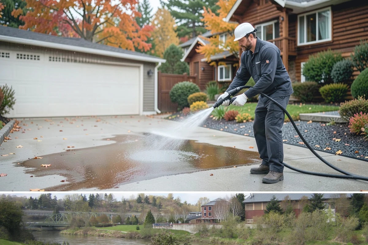 Handrail Cleaning in Tukwila, King County, WA - Spring cleaning clears winter algae and film from rails just as outdoor traffic picks up.