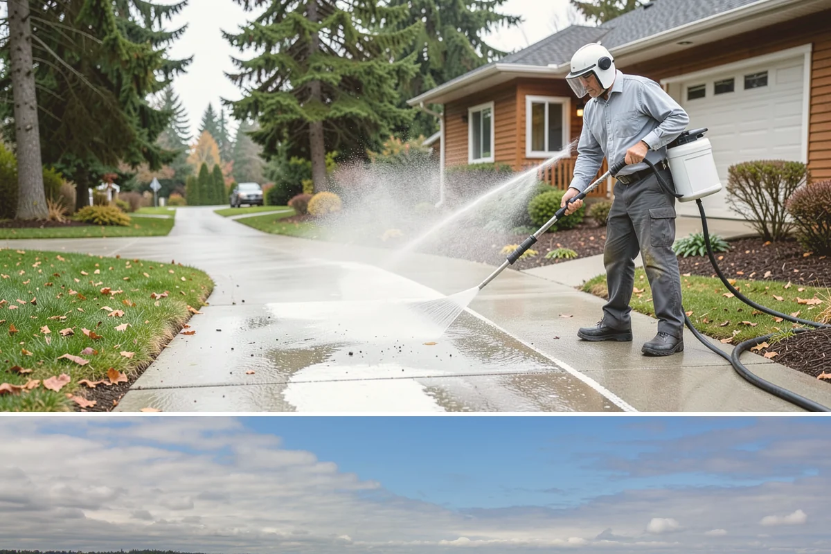 Handrail Cleaning in University Place, Pierce County, WA - Spring cleaning clears winter algae and film from rails just as outdoor traffic picks up.