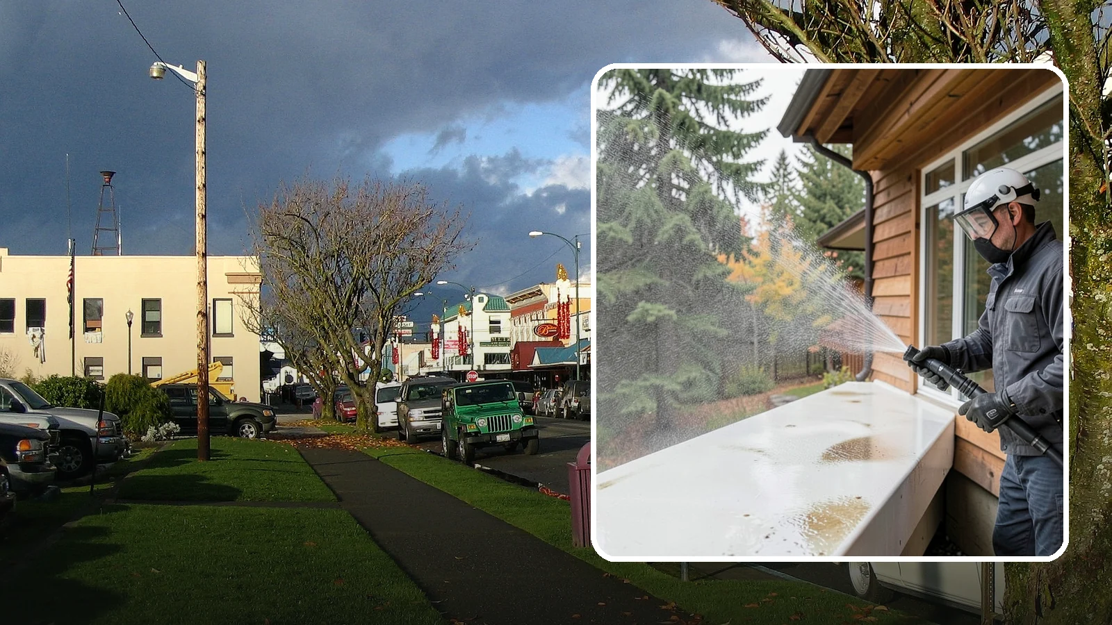 Hard Water Stain Removal in Arlington, Snohomish County, WA - Specialized removal of the chalky hard-water spots sprinklers and mineral-rich runoff bake onto Northwest glass.