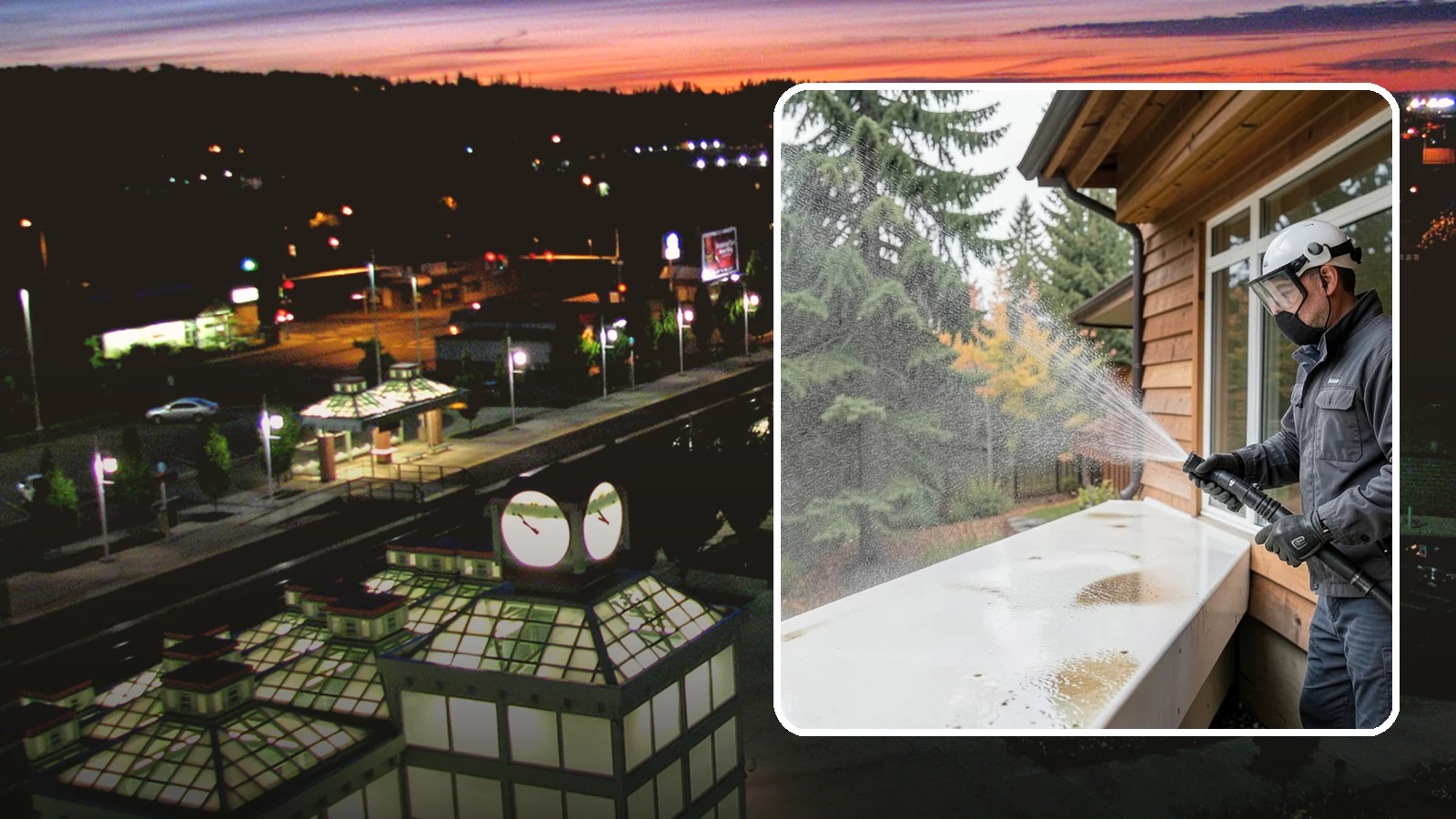 Hard Water Stain Removal in Auburn, King County, WA - Specialized removal of the chalky hard-water spots sprinklers and mineral-rich runoff bake onto Northwest glass.