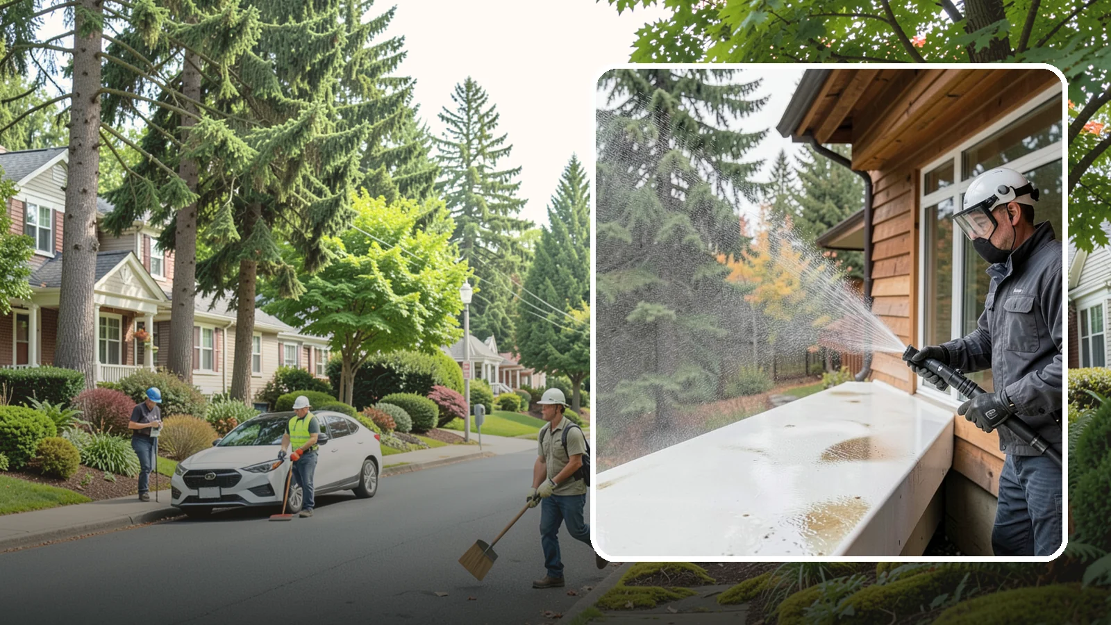 Hard Water Stain Removal in Beaux Arts Village, King County, WA - Specialized removal of the chalky hard-water spots sprinklers and mineral-rich runoff bake onto Northwest glass.