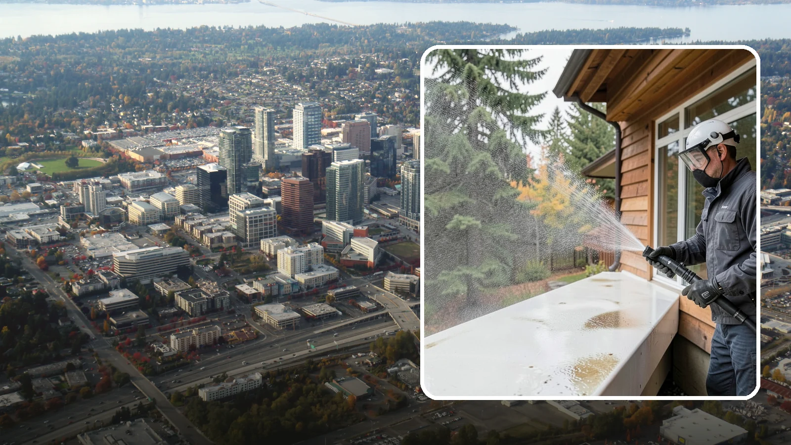 Hard Water Stain Removal in Bellevue, King County, WA - Specialized removal of the chalky hard-water spots sprinklers and mineral-rich runoff bake onto Northwest glass.