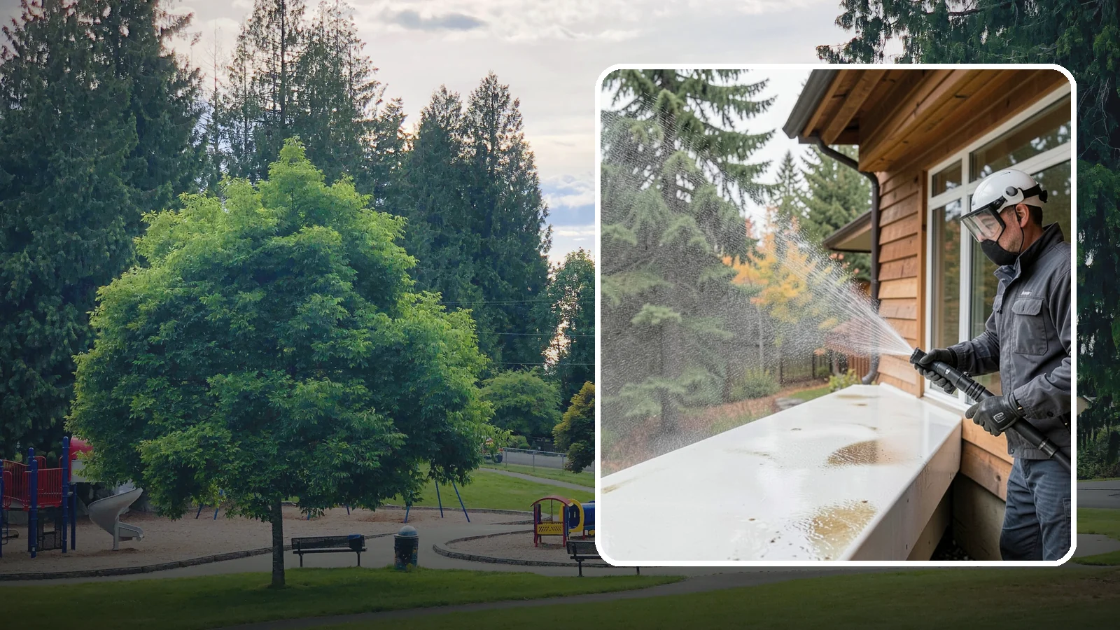 Hard Water Stain Removal in Bonney Lake, Pierce County, WA - Specialized removal of the chalky hard-water spots sprinklers and mineral-rich runoff bake onto Northwest glass.