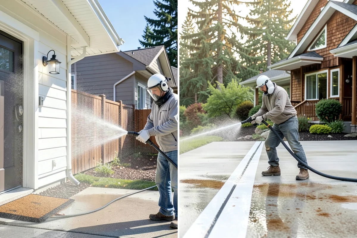 Hard Water Stain Removal in Concrete, Skagit County, WA - Identify the extent of the hard-water spotting