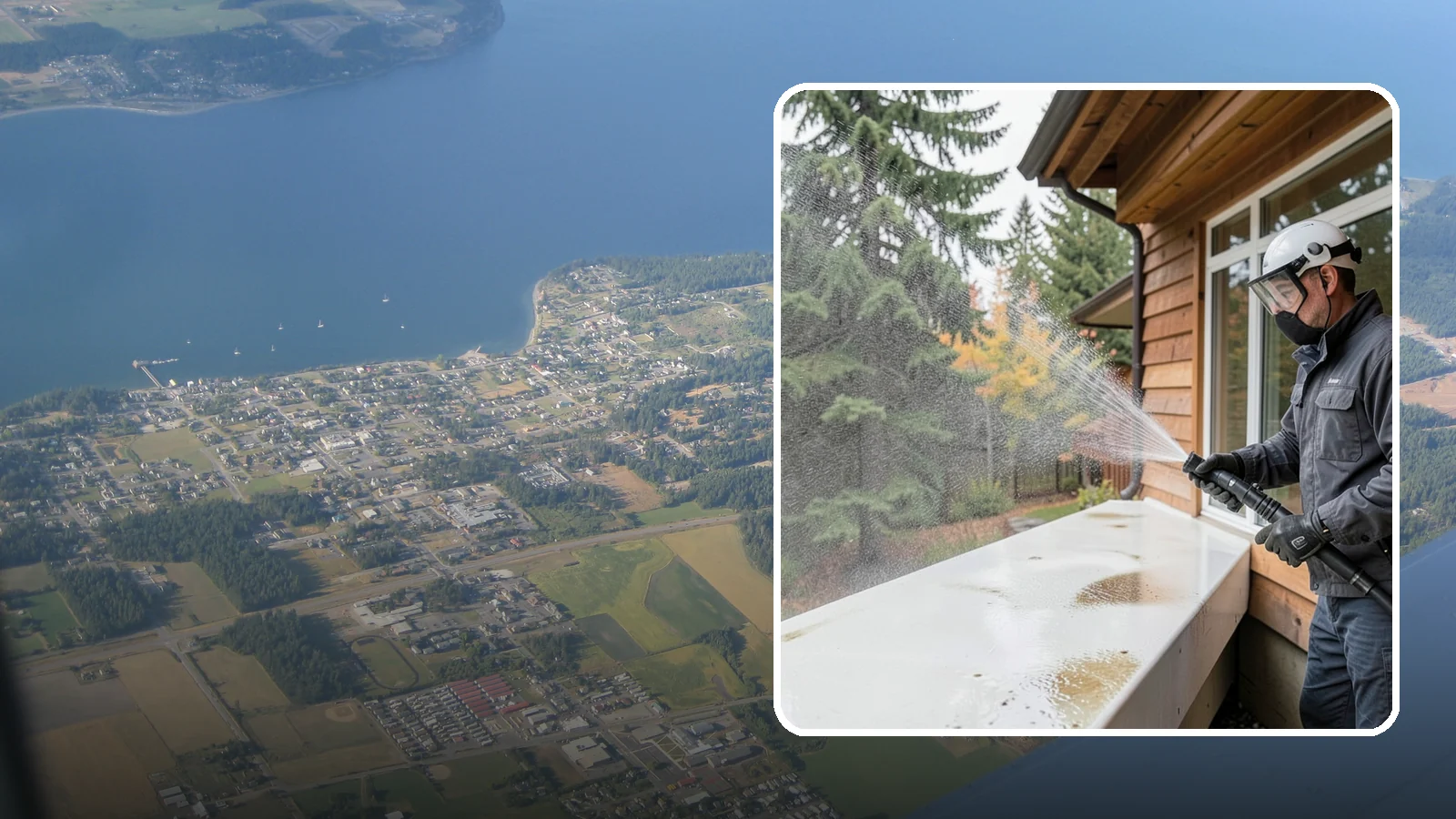 Hard Water Stain Removal in Coupeville, Island County, WA - Specialized removal of the chalky hard-water spots sprinklers and mineral-rich runoff bake onto Northwest glass.